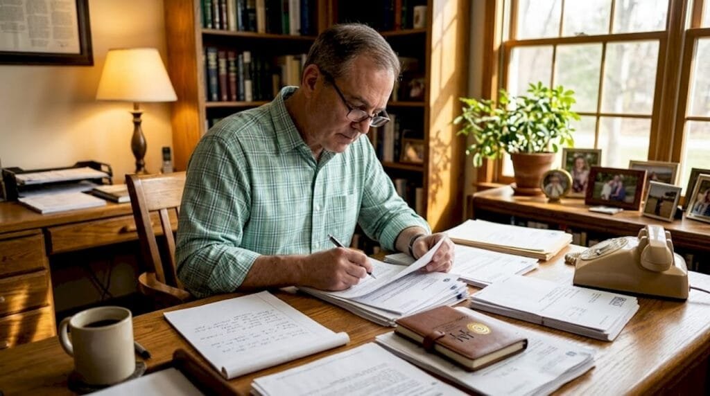 Tax attorney reviewing IRS appeals documents