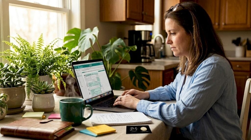 Tax advisor working at home office desk