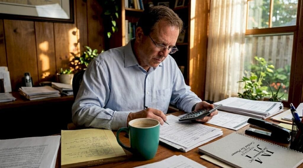 CPA reviewing tax documents in Houston office
