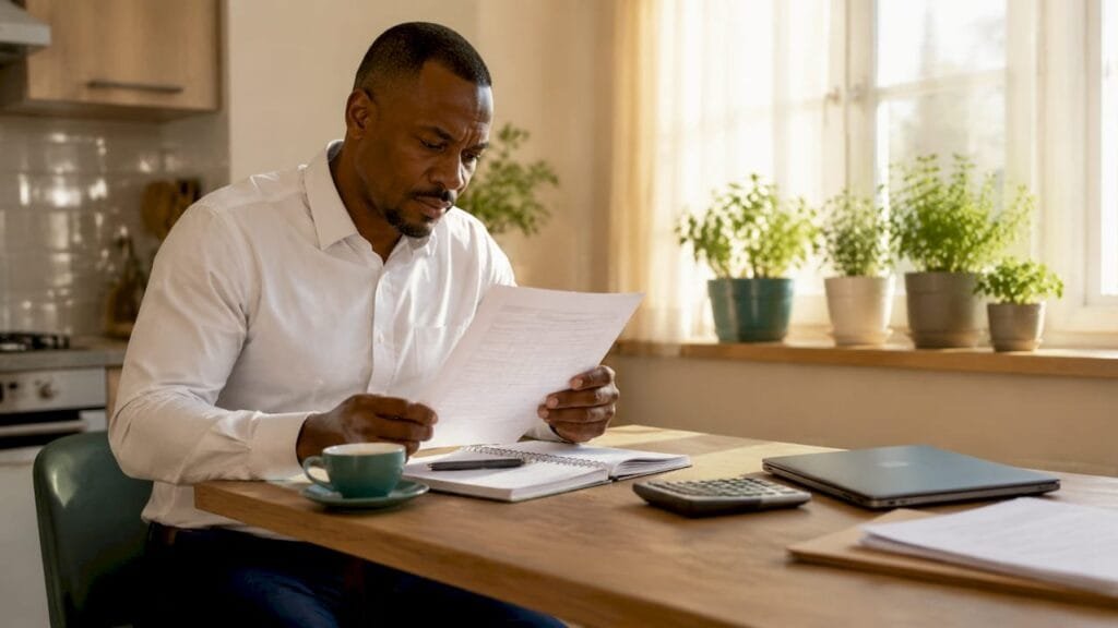 Man reviewing IRS account transcript paperwork