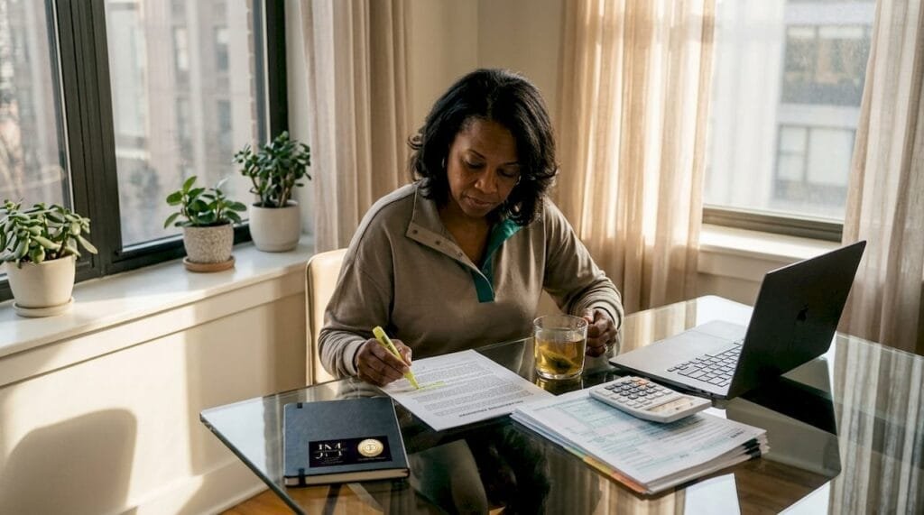 Person reviewing tax abatement documents