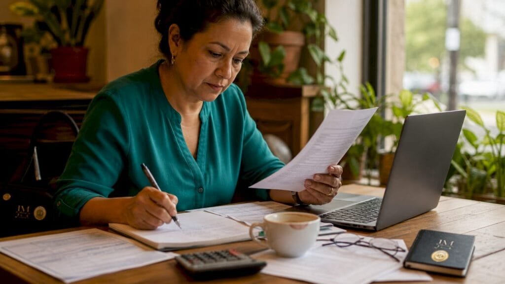 Woman reviewing IRS CP2000 tax notice