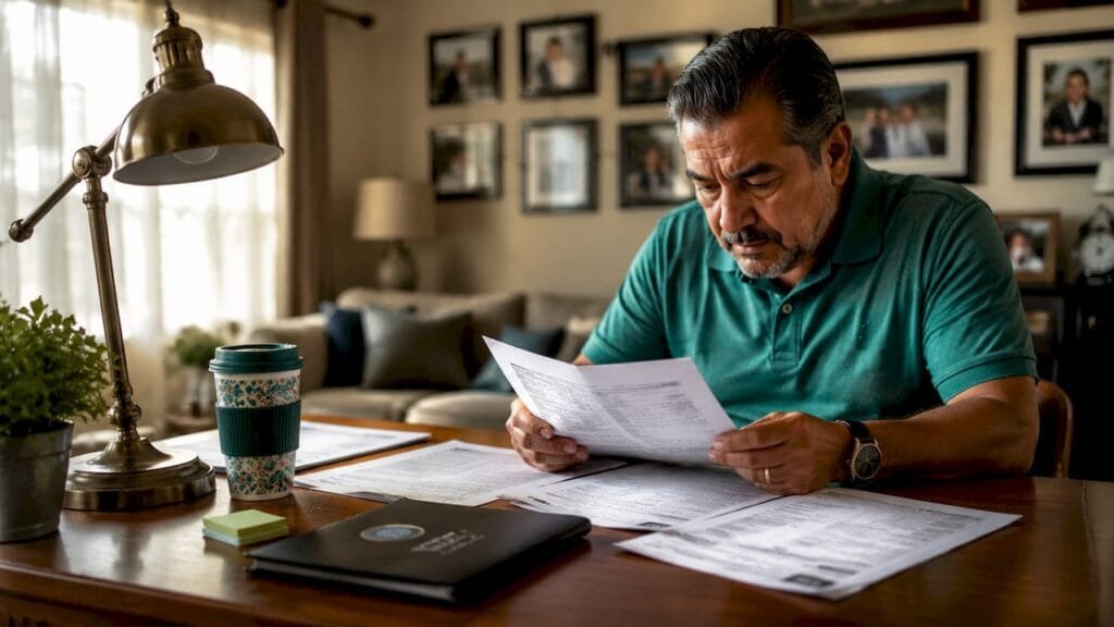 Man reviewing unpaid tax interest documents