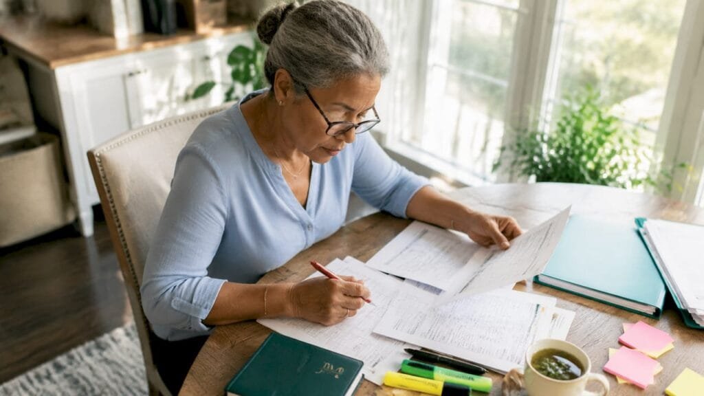 Tax consultant reviewing federal tax lien documents