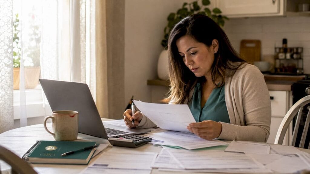 Person reviewing tax extension documents at desk