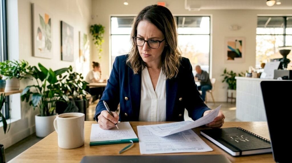 CPA reviewing IRS audit documents at desk
