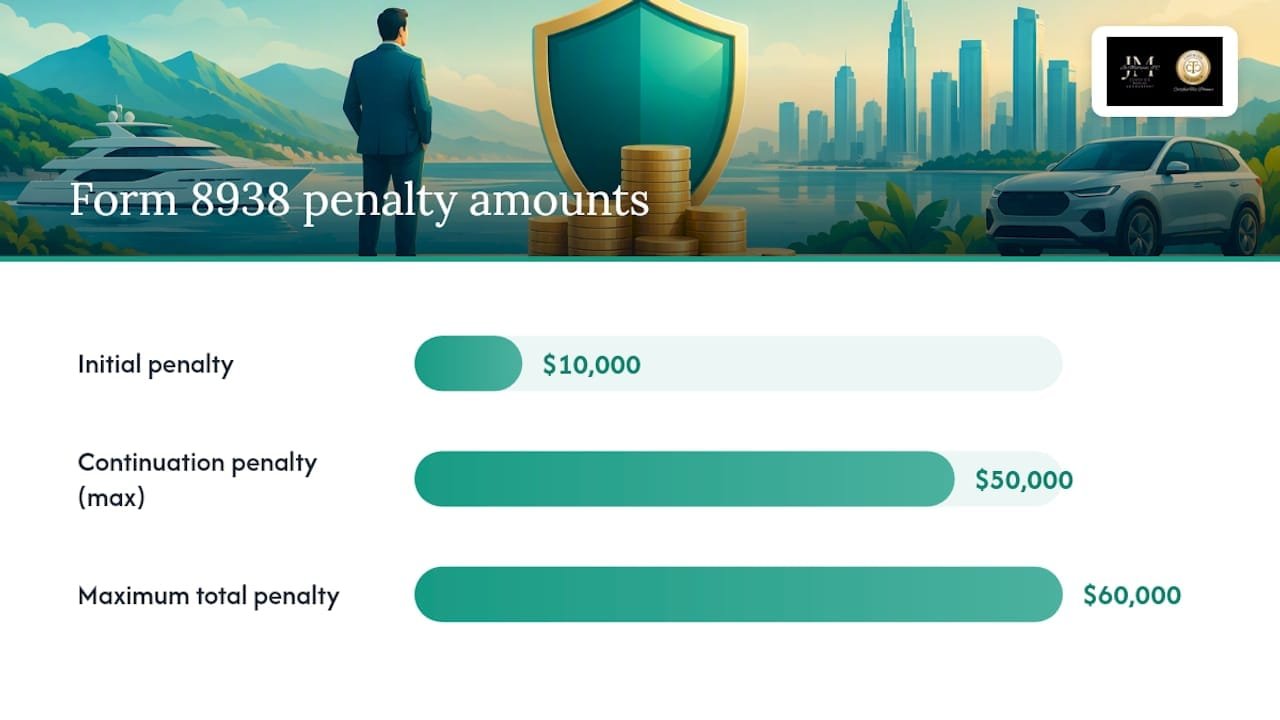 What penalties apply for late or missing Form 8938 — overview diagram