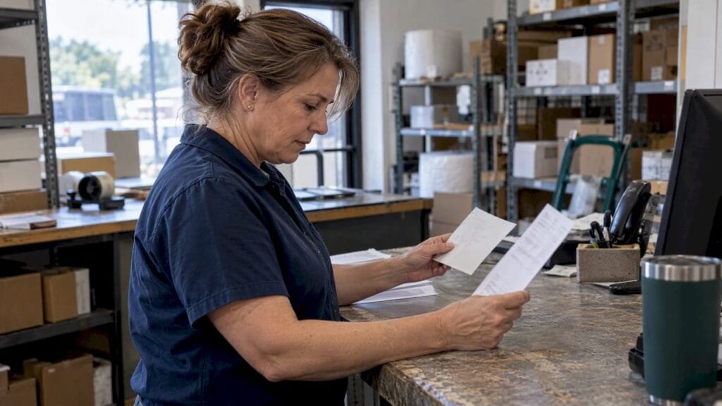 Business owner checking an ERC refund deposit