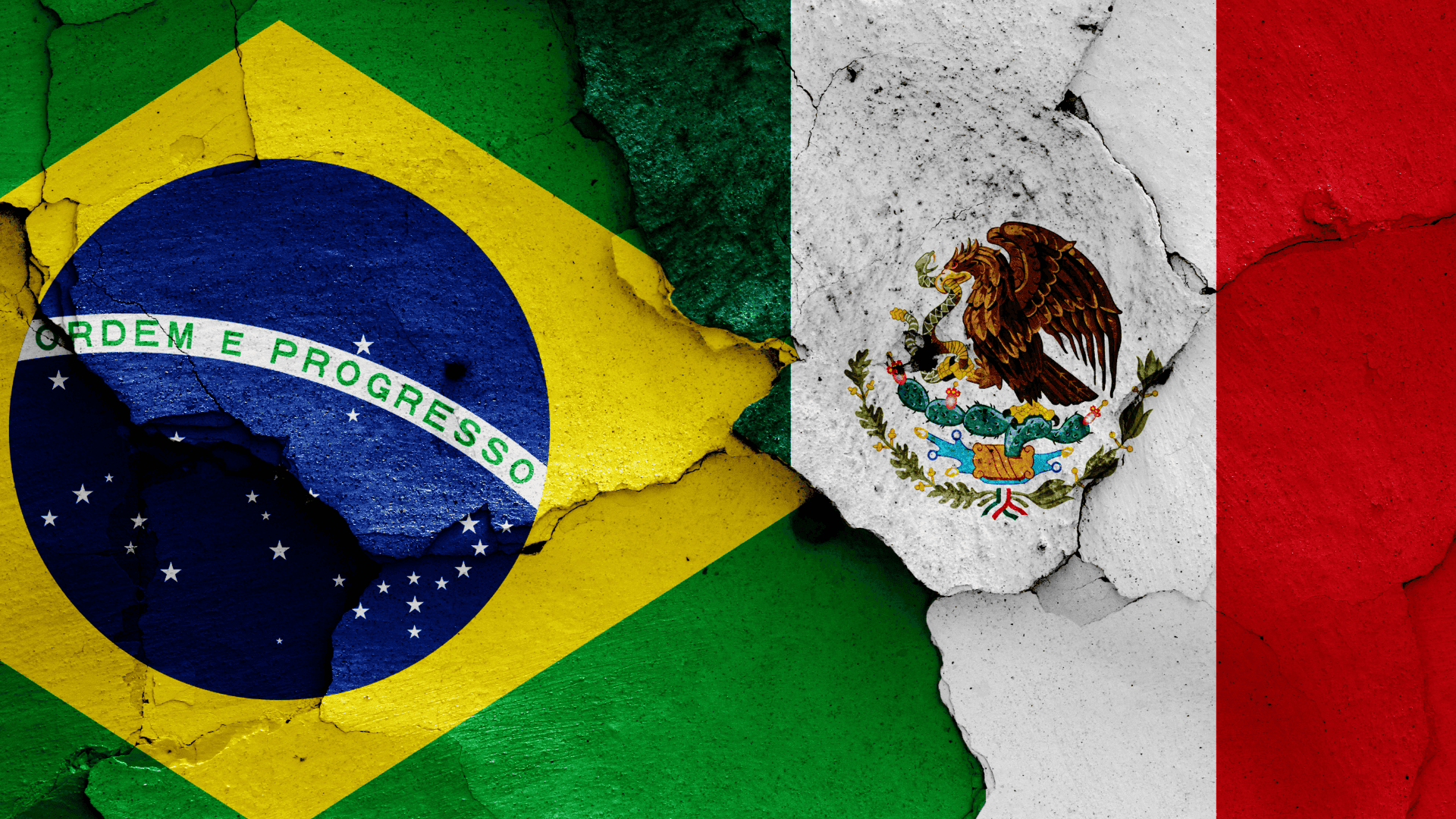 Brazil And Mexico Flags