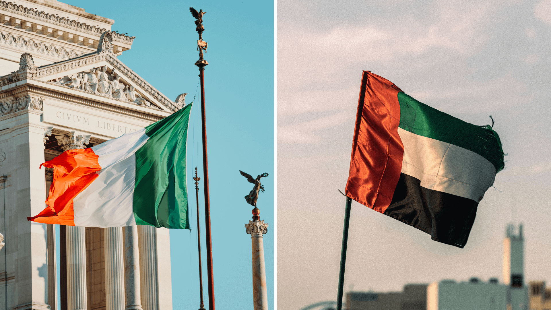 Ireland And UAE Flags