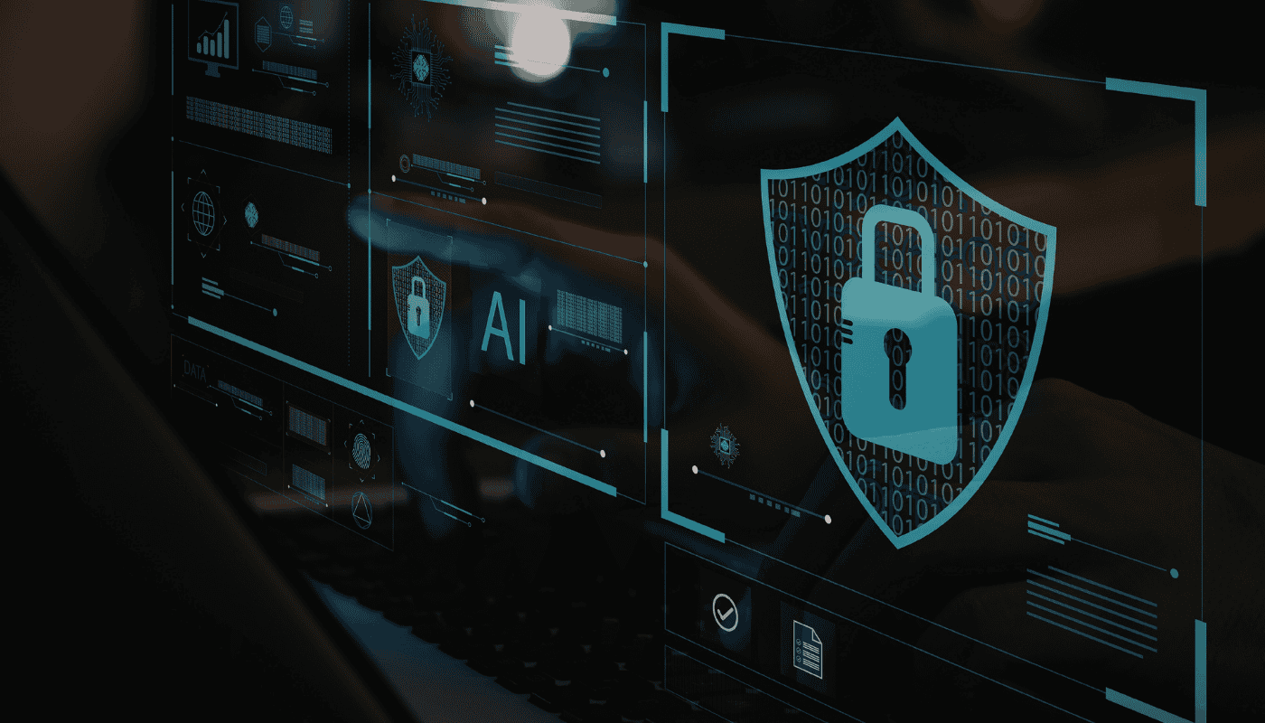 A glowing digital padlock overlaid on a map of the UK financial district, representing UK regulators' warning to banks and financial institutions about cybersecurity risks posed by Anthropic's Claude Mythos AI model.