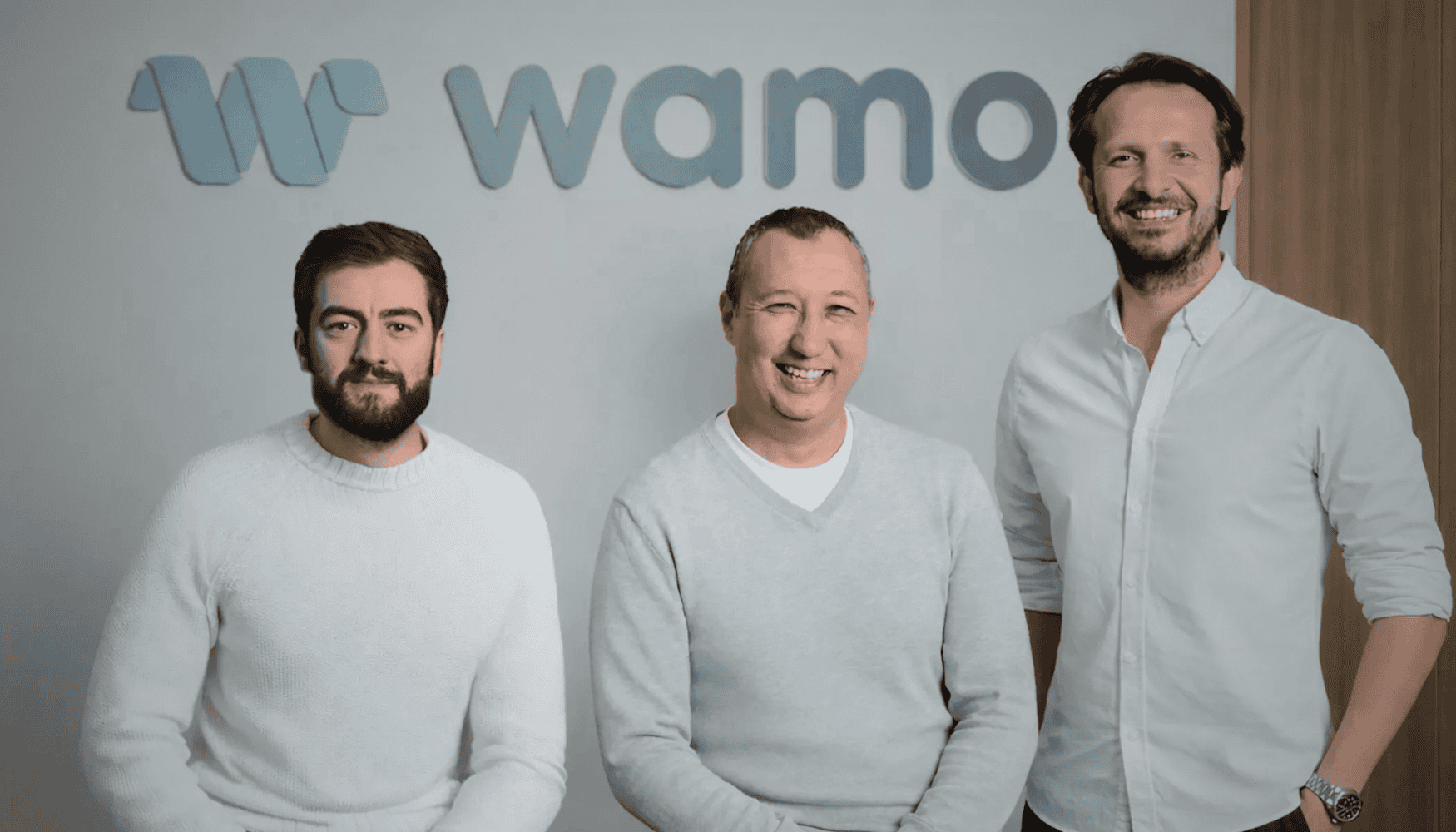 The Wamo leadership team pictured together, representing the European fintech startup's 10 million euro Series A funding round to build a financial operating platform for SMEs across Europe.