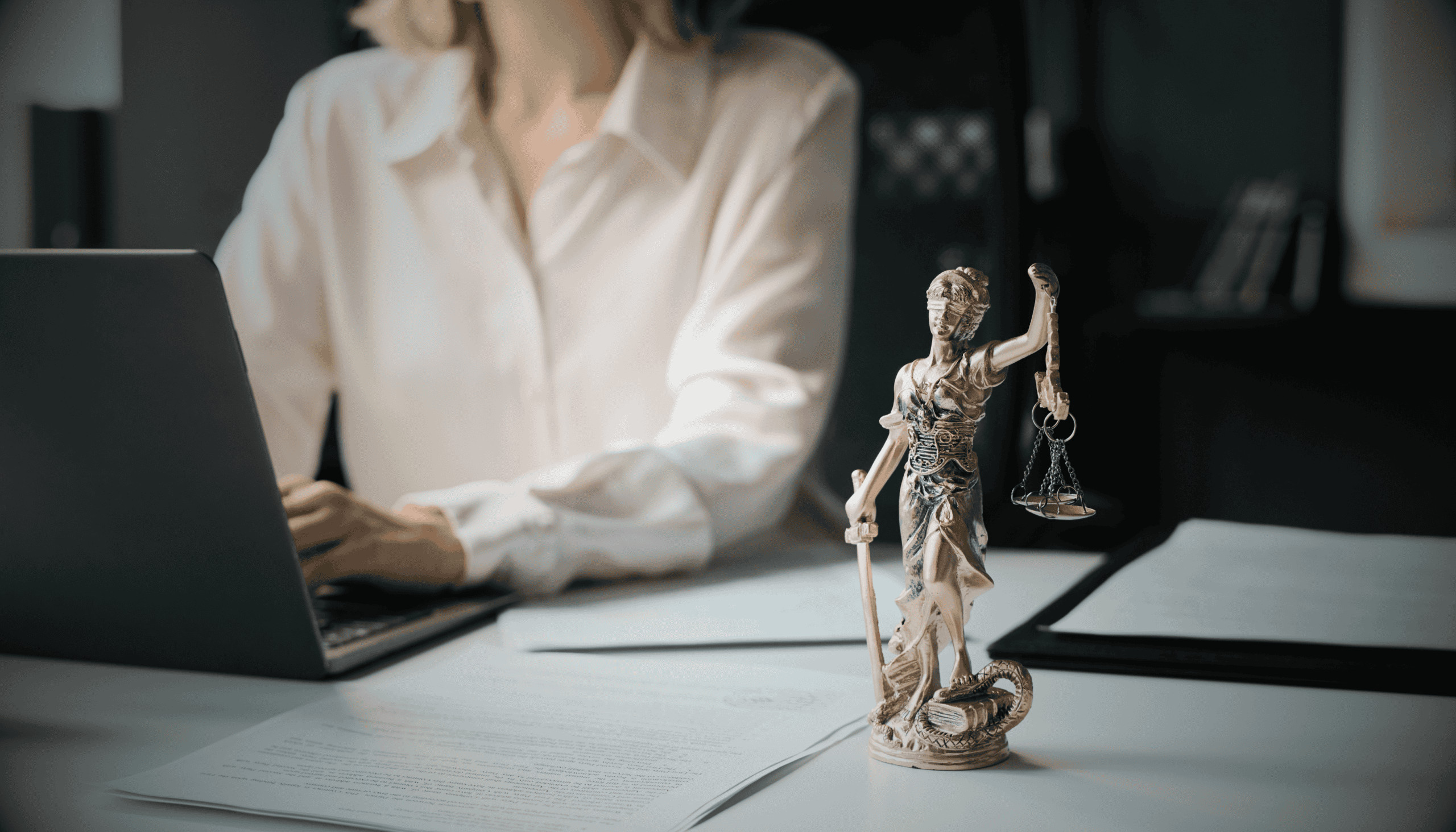 Legal imagery representing the surge in AI-generated self-filed lawsuits overwhelming US federal courts and creating new challenges for the legal system.