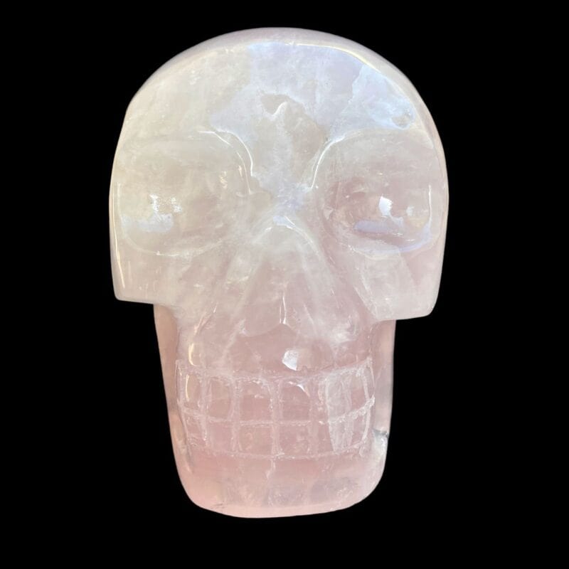 Medium-sized rose quartz crystal skull