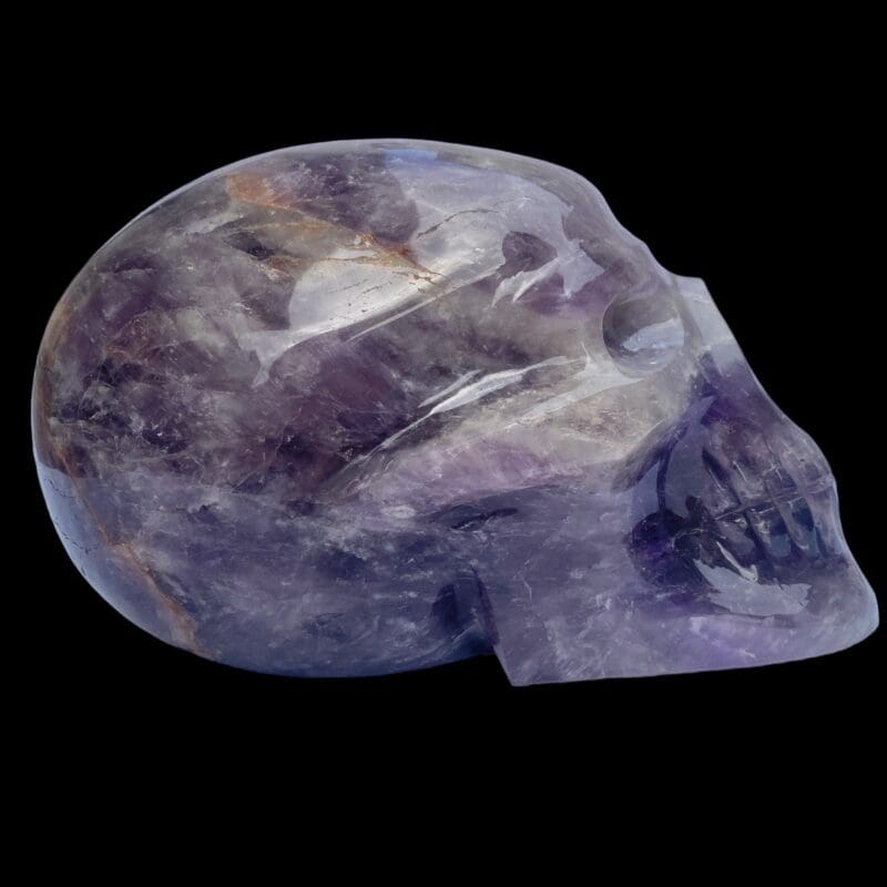Life-size amethyst elongated crystal skull