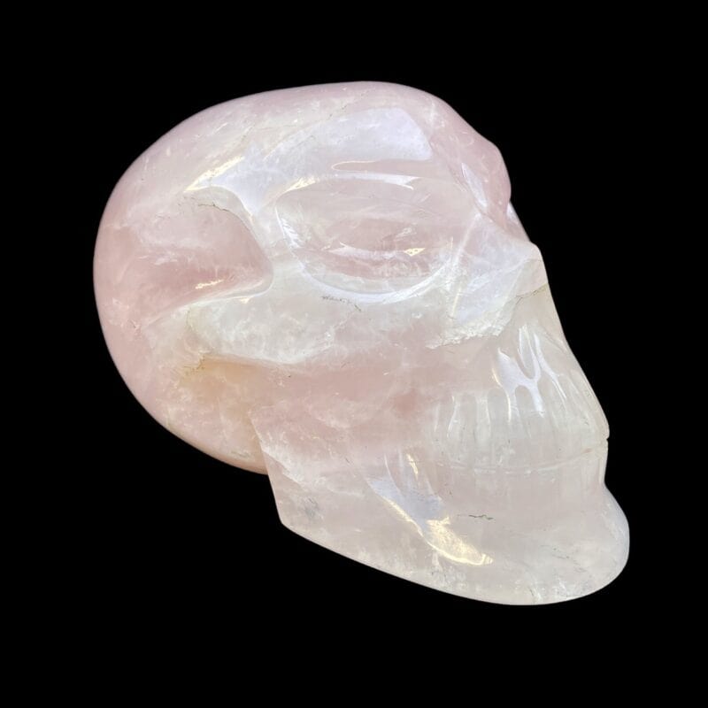 Rose quartz crystal skull