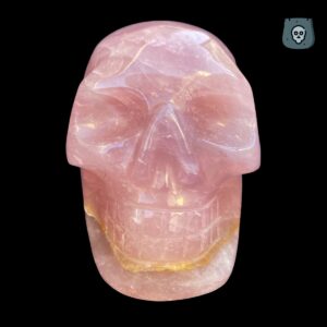 Rose quartz crystal skull with hematite