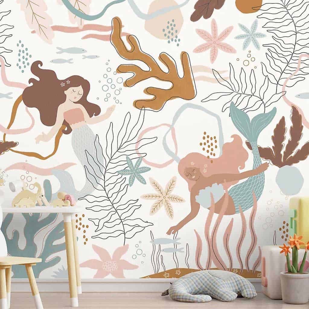 Mermaid wallpaper for kids room