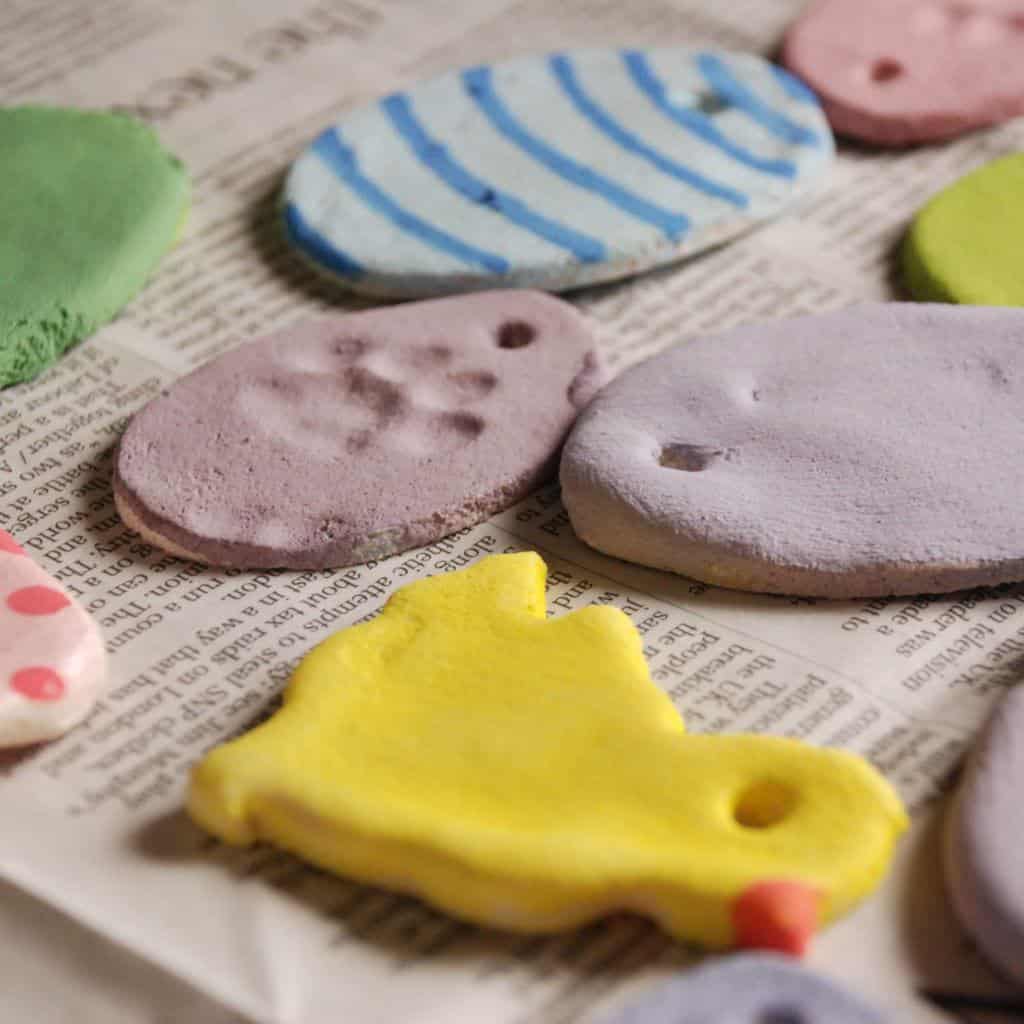 When you've painted your salt dough ornaments leave them to dry.