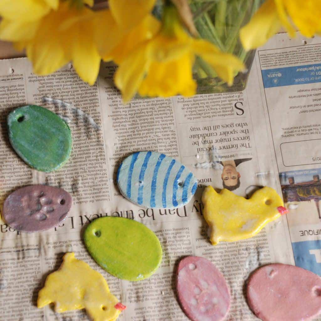 When you've painted your salt dough ornaments leave them to dry.