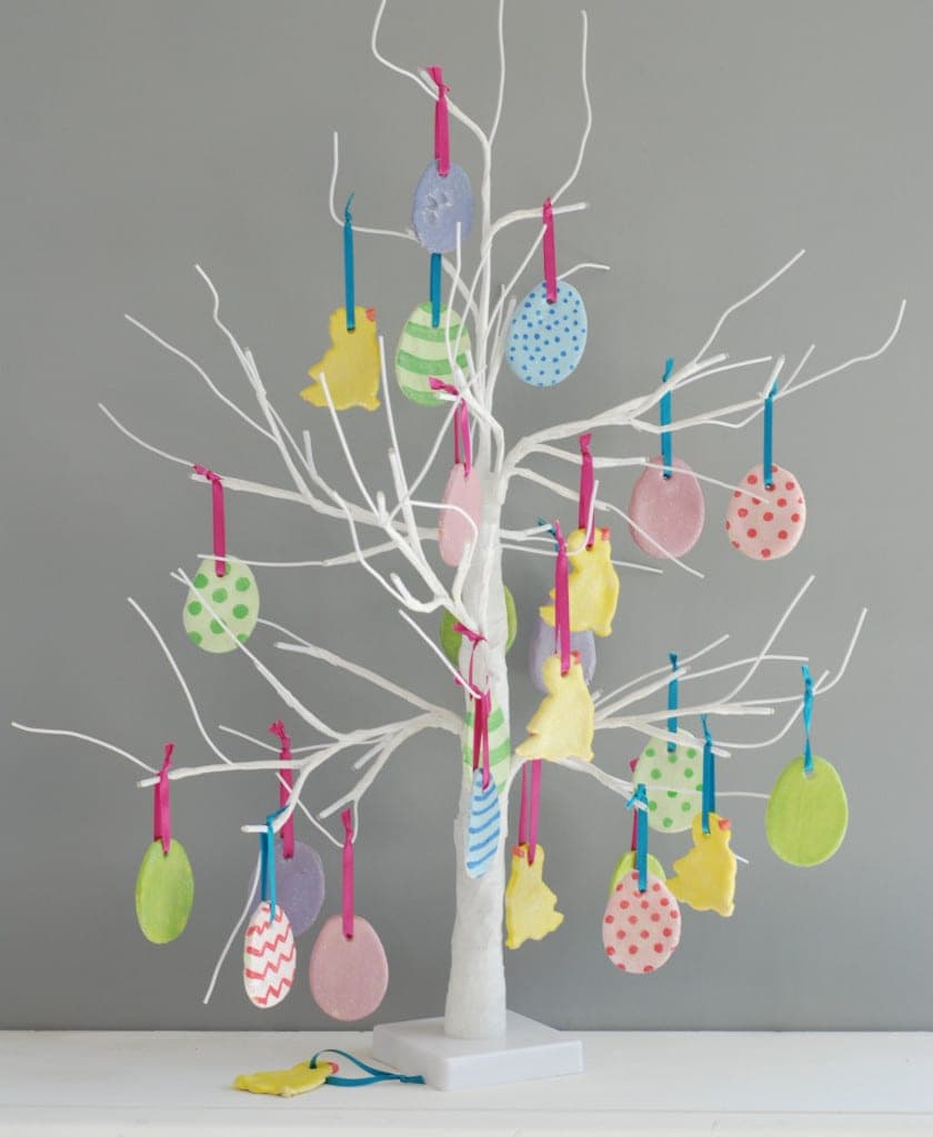 Create Easter tree decorations using this simple salt dough recipe.