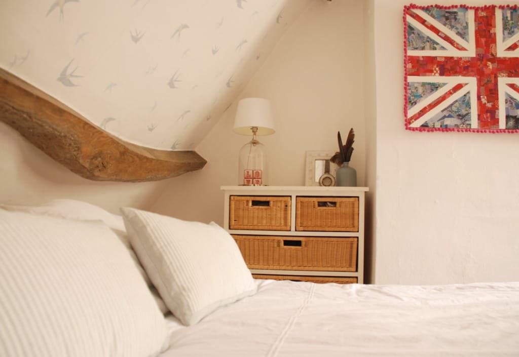 wallpapering a ceiling