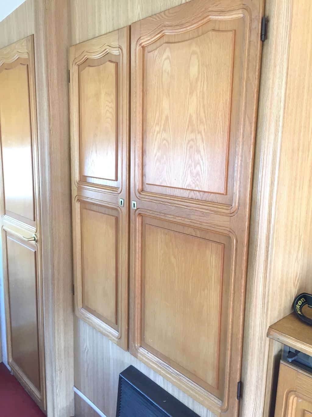 Caravan Renovation Project: Before Pictures. Brown wood everywhere! But great amounts of storage.