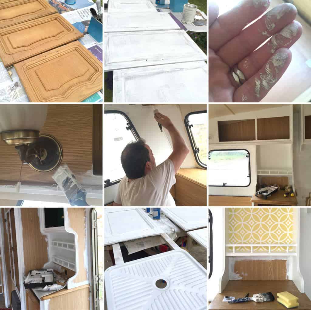 Caravan Makeover Project — during the renovation.