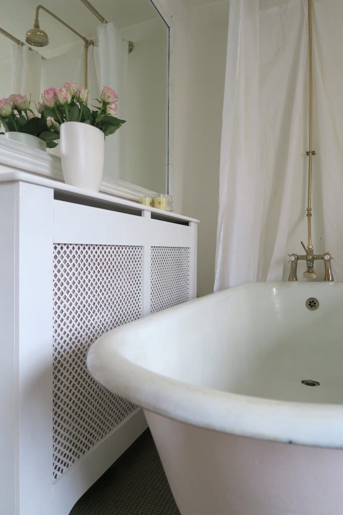 Decorative radiator covers in a bathroom