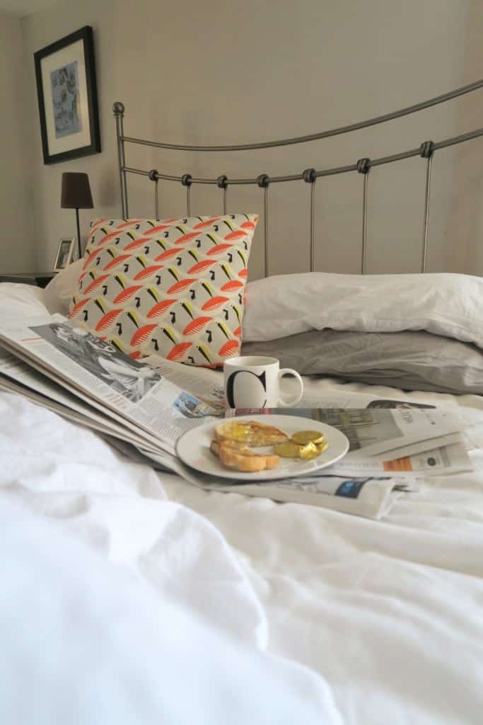 New bedding and chocolate coins for breakfast