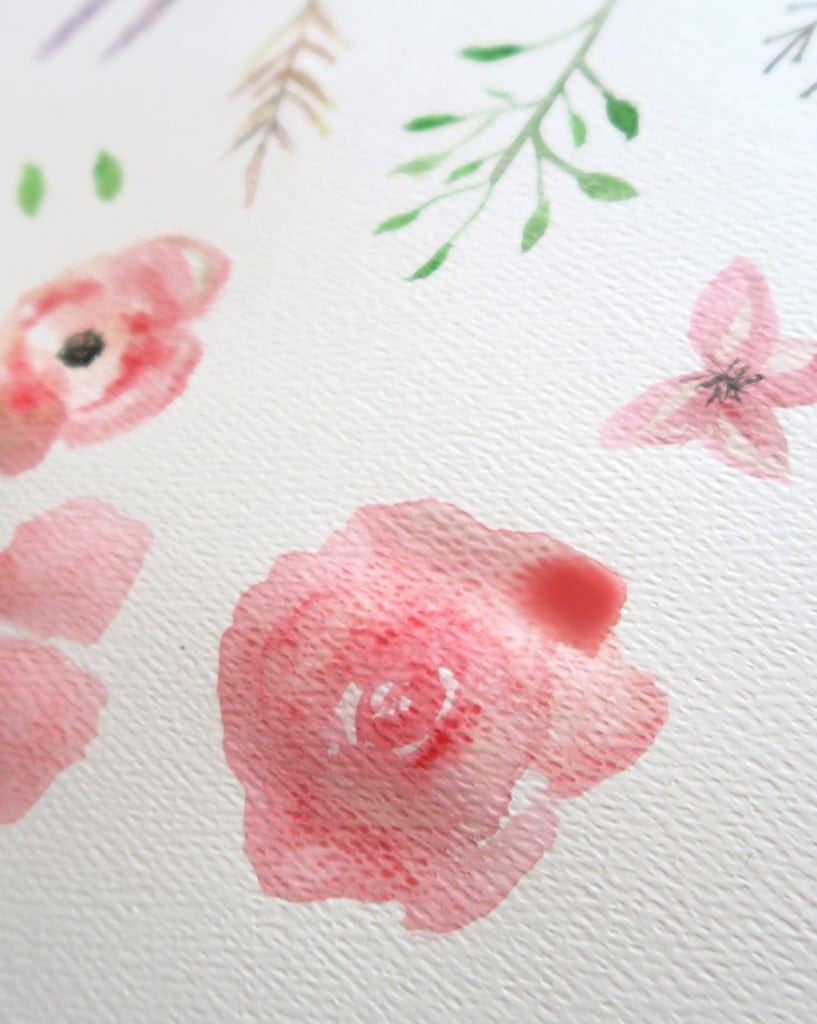 brush lettering with watercolour paint