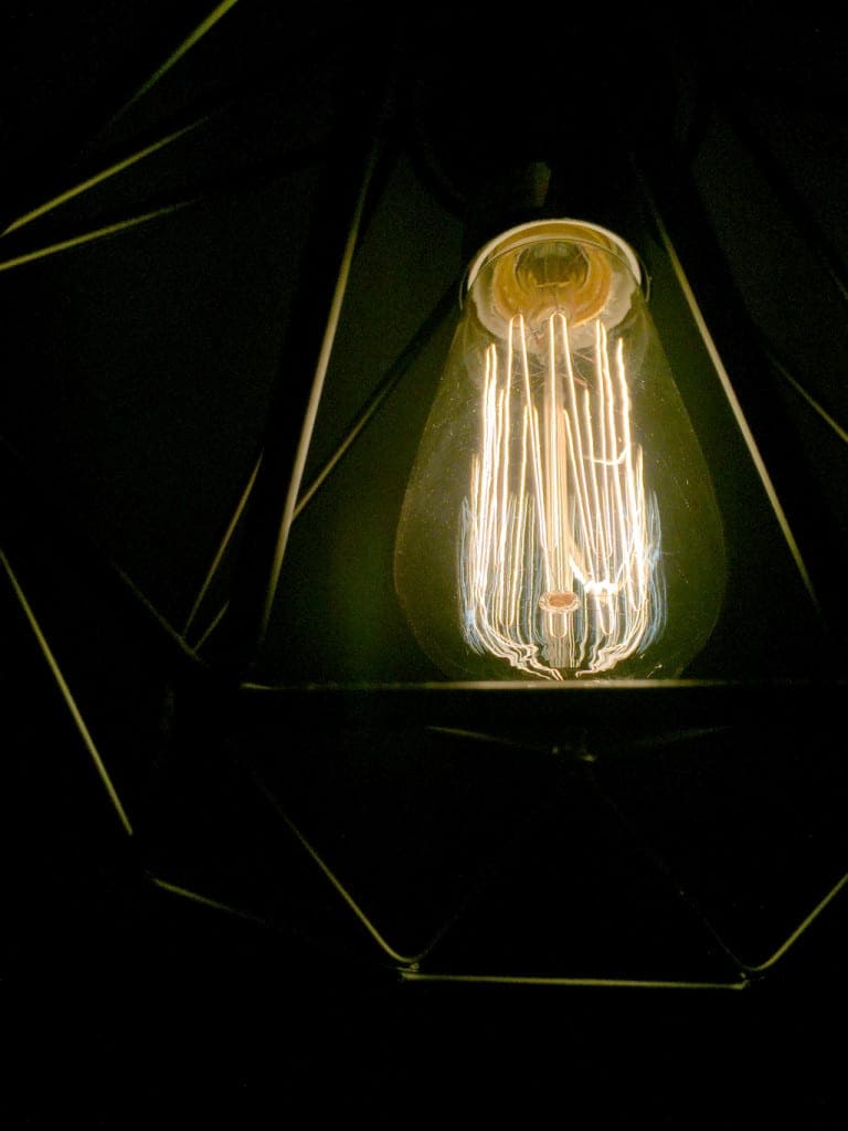 filament bulb and geometric lighting from iconic lights