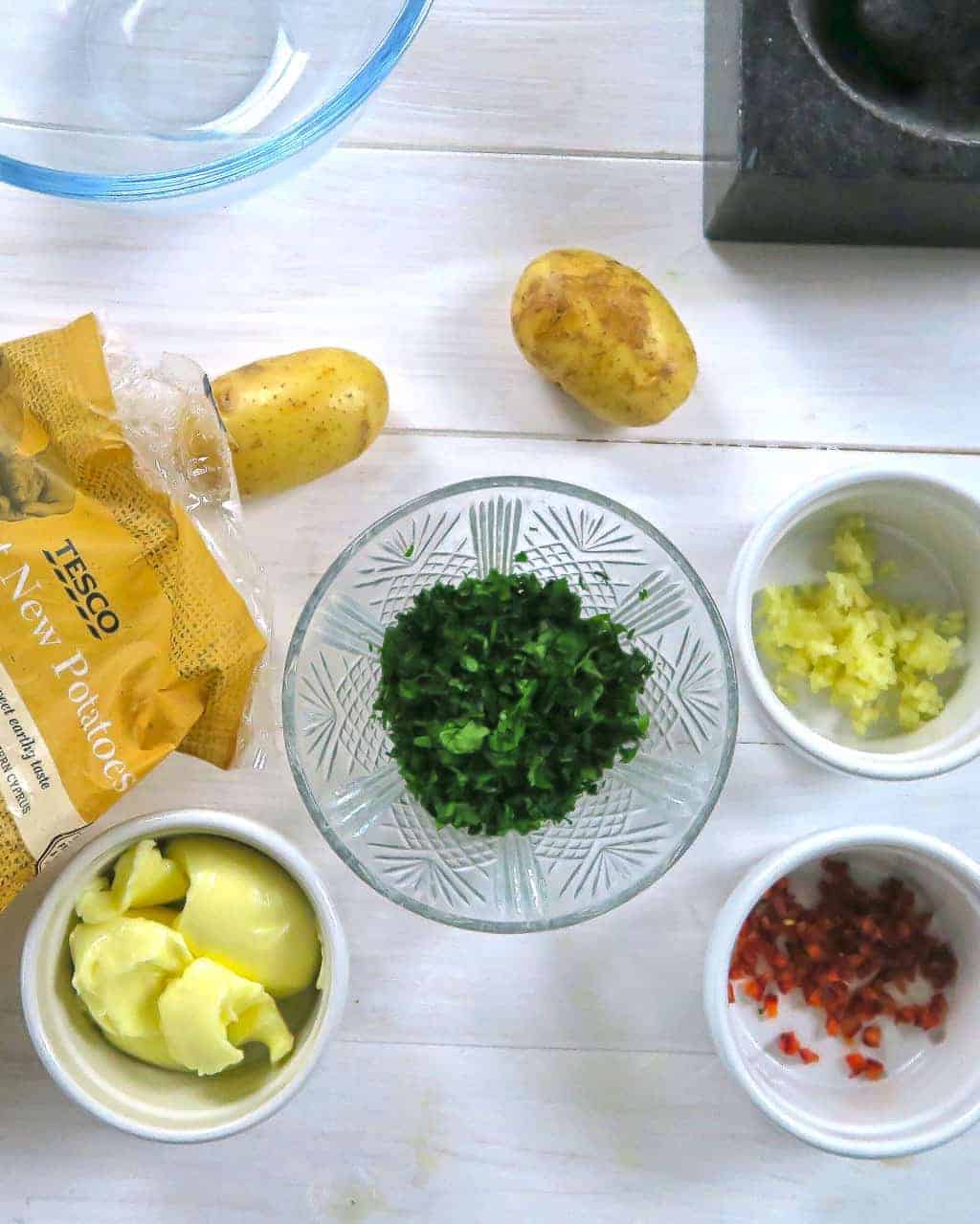 Ingredients for Mini Hasselback Potatoes with Garlic and Chilli