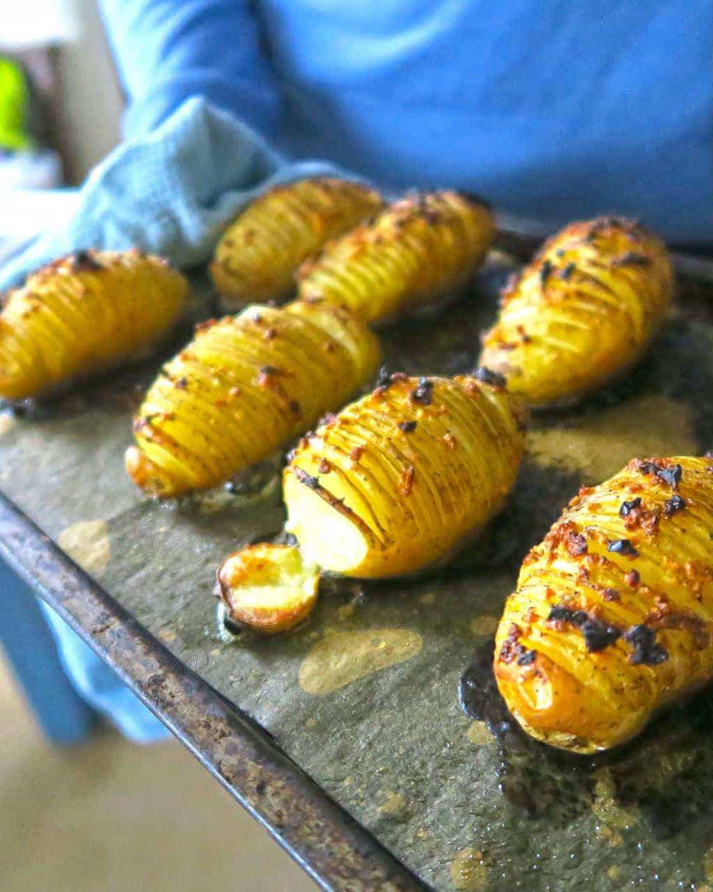 Mini Hasselback Potatoes with Garlic and Chilli