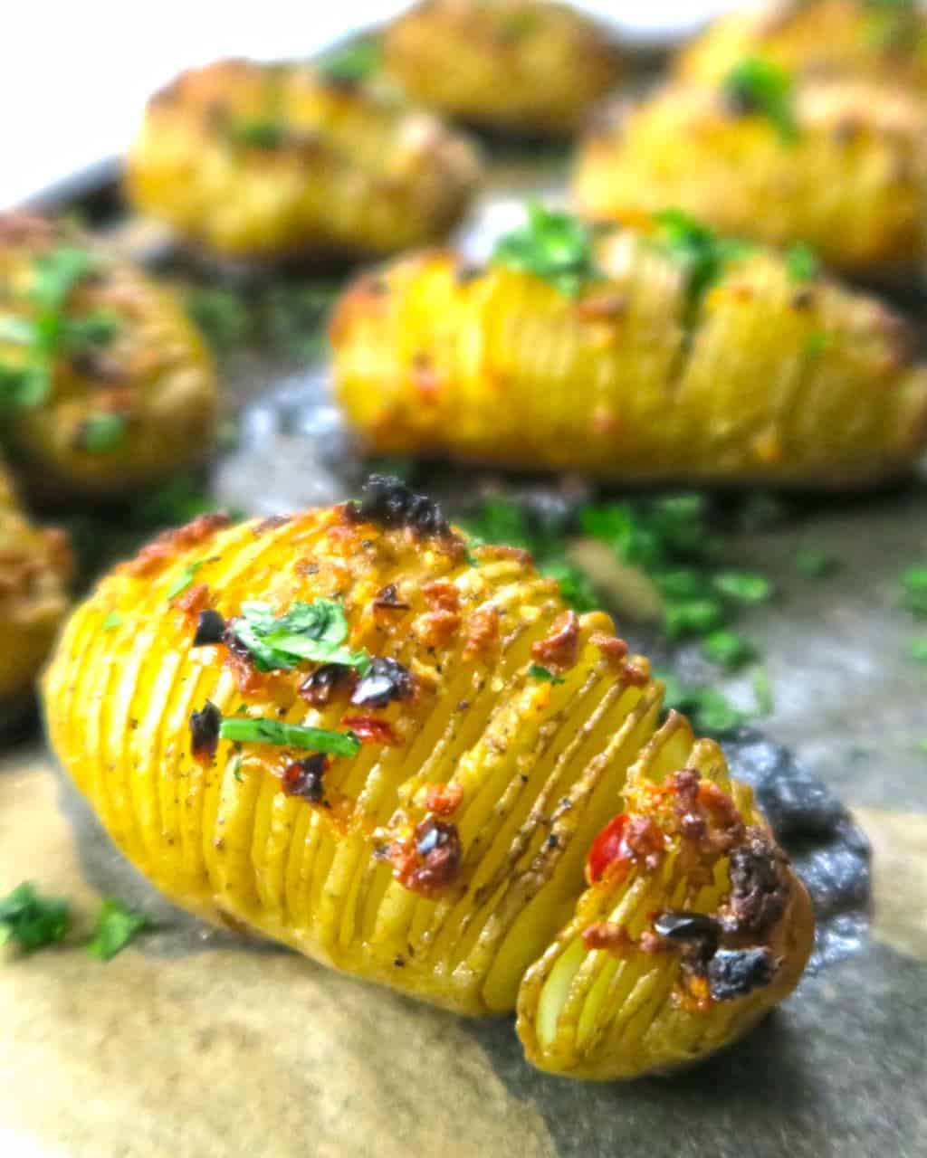 Mini Hasselback Potatoes with Garlic and Chilli