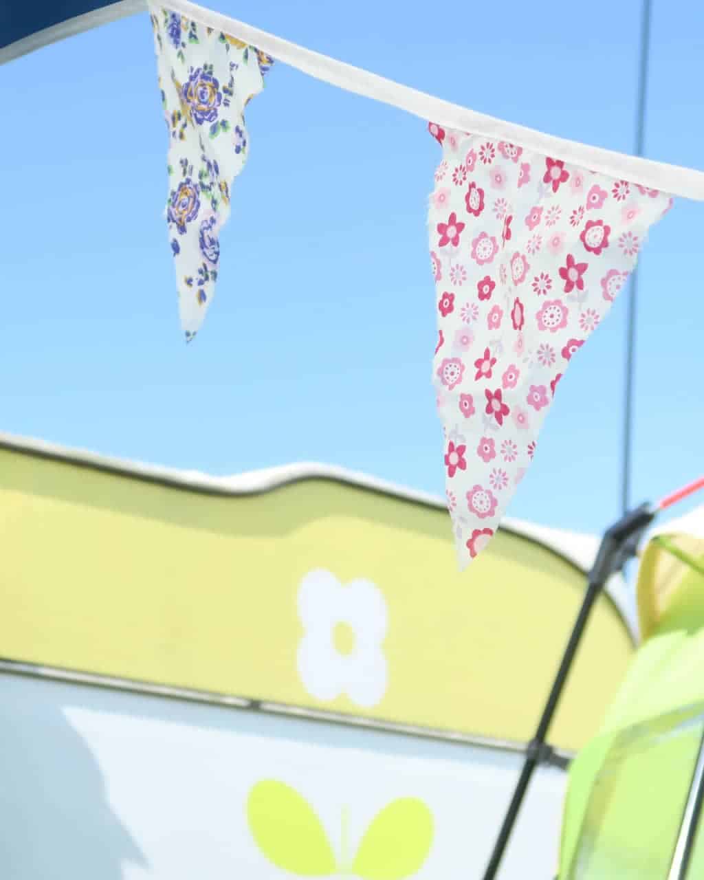 Cool Caravan Accessories: Colourful bunting can brighten up your inside and outside space.