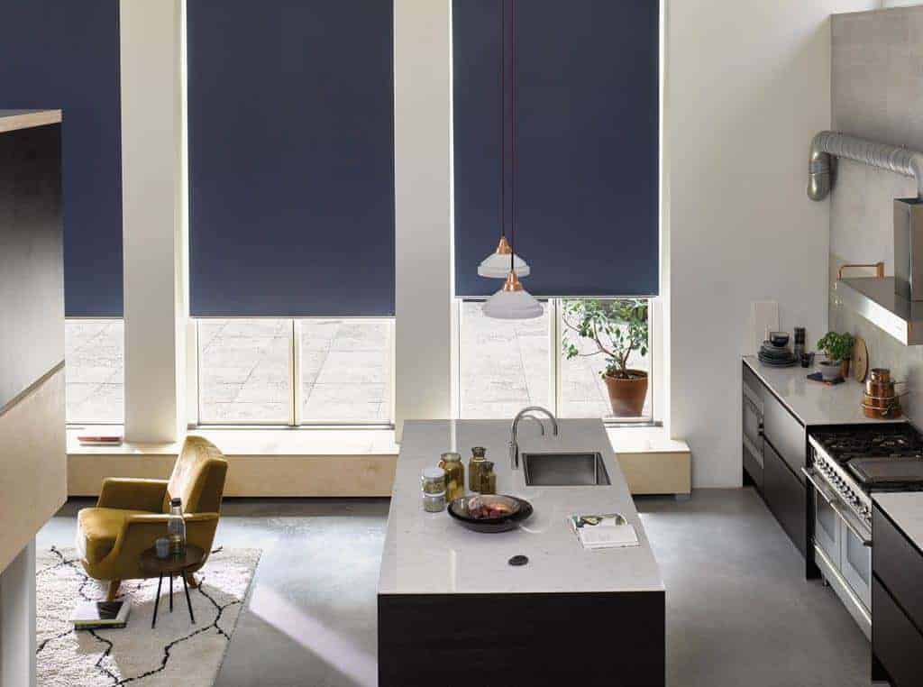 Navy roller blinds from Luxaflex