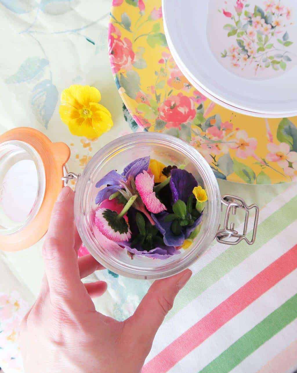 Edible flowers from Delicately Edible plus Spring Florals Tableware from Laura Ashley