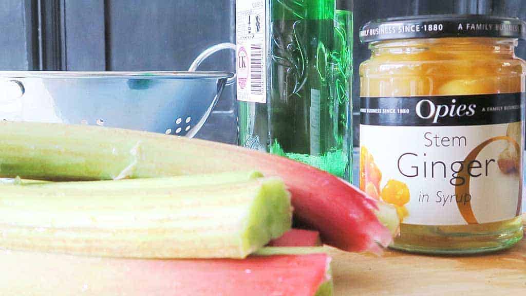 Homemade Ginger and Rhubarb Gin Recipe ingredients