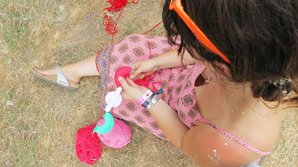 The Craft Corner at Camp Bestival 2018 where we learnt how to make pom poms