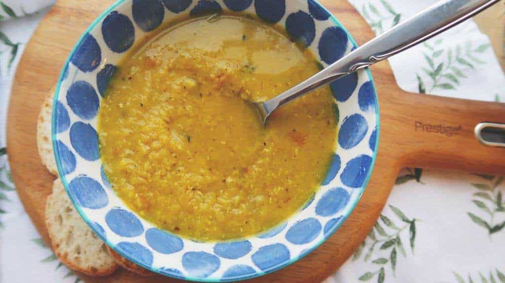 Quick Lentil and Bacon Soup. Just 15 minutes in a Pressure Cooker.
