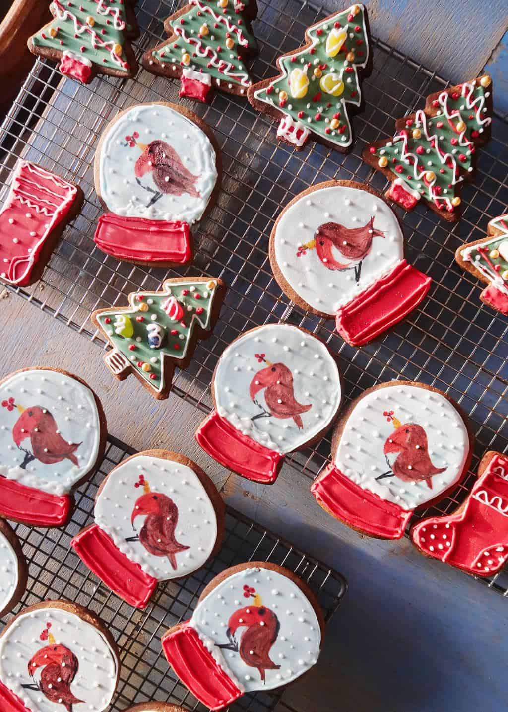 Iced  Christmas snow globe cookies