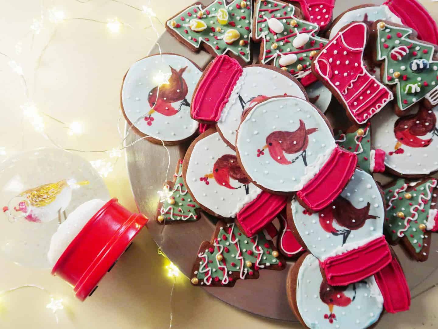 Iced  Christmas snow globe cookies