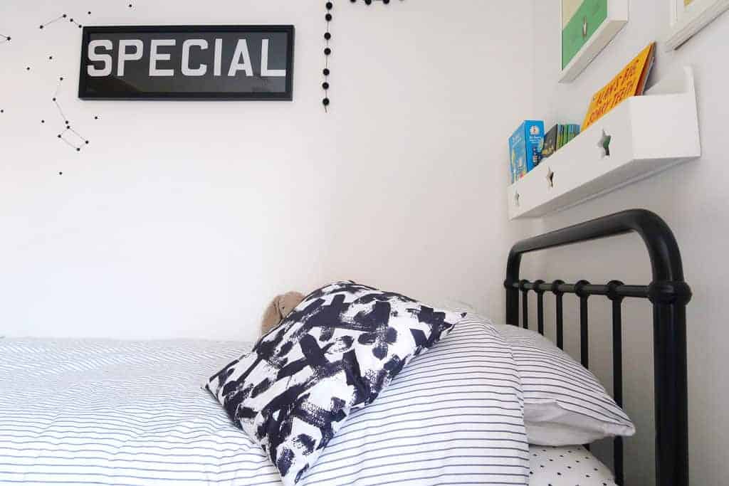 The Listed Home twin bedroom makeover — monochrome kids bedroom decor 