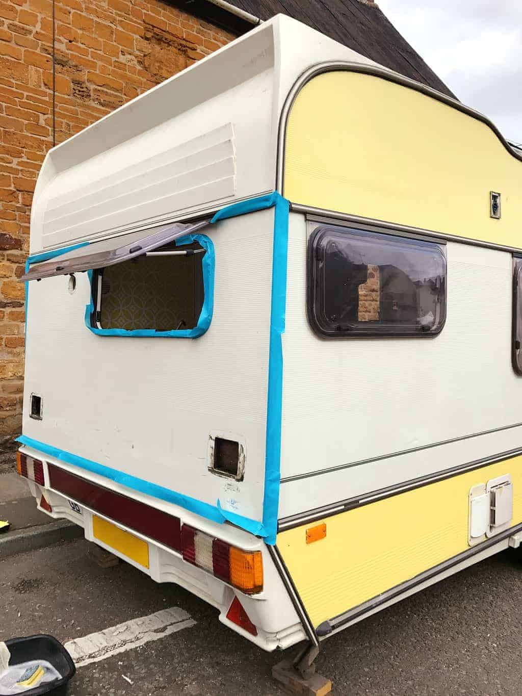 Automotive masking tape is brilliant when you're painting a caravan exterior.