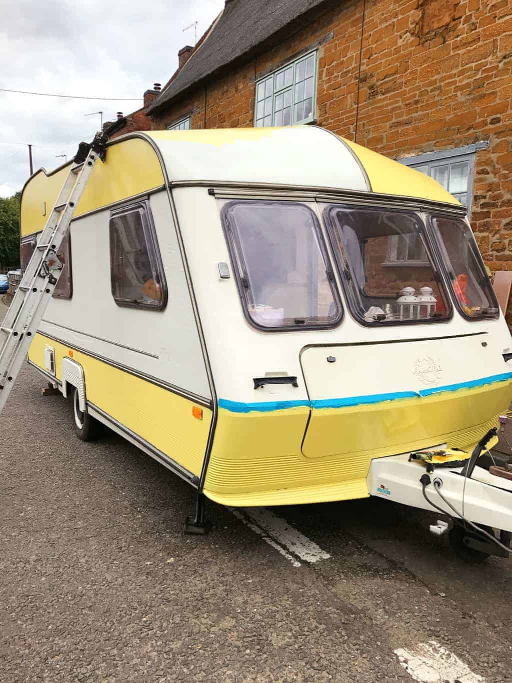 Automotive masking tape is brilliant when you're painting a caravan exterior.