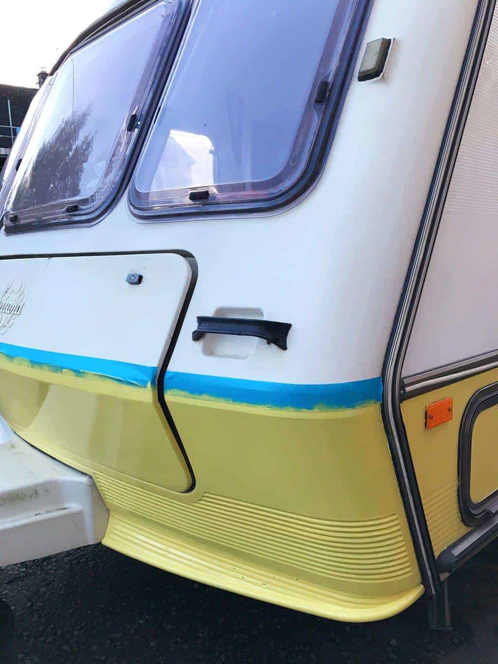Automotive masking tape is brilliant when you're painting a caravan exterior.