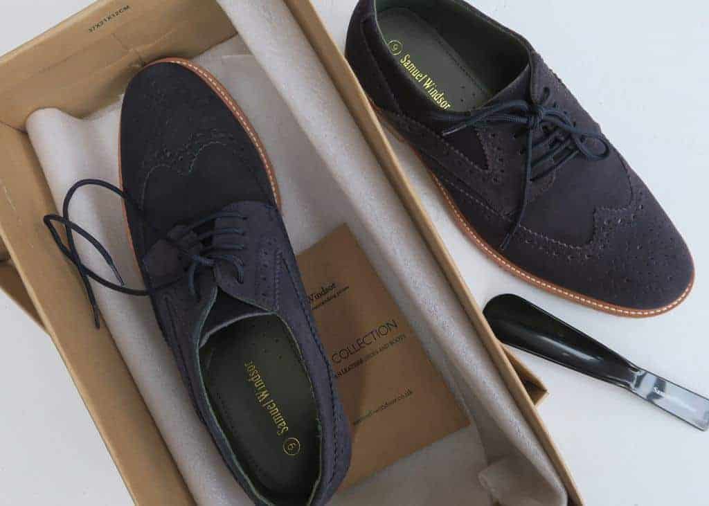 Navy suede brogues from Samuel Windsor — Affordable Mens Smart Casual Clothing 