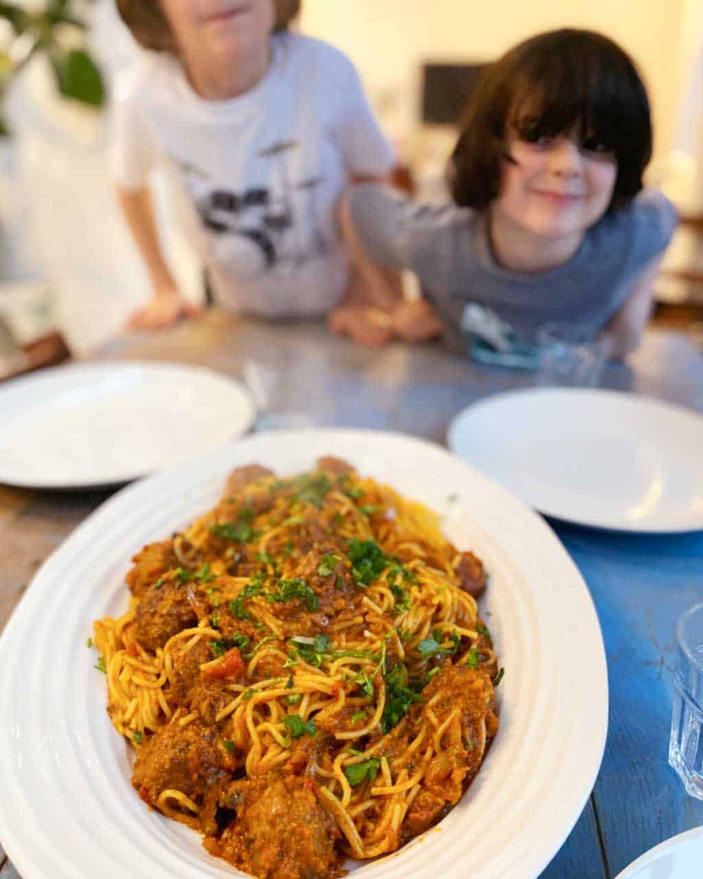 Pasta & Meatballs with a Simple Puttanesca Sauce Recipe