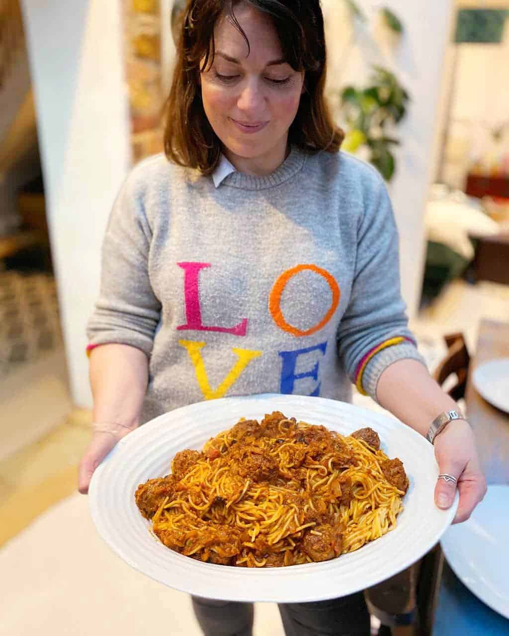 Simple Puttanesca Sauce with pasta and meatballs recipe